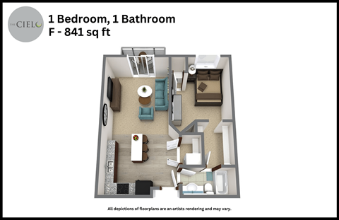 a floor plan of 1 bedroom 1 bathroom f 94 sq ft